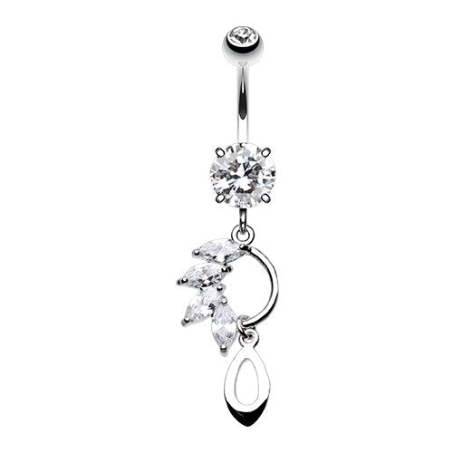 Vine Sparkle Droplets Cubic Zirconia Belly Button Ring Navel Ring Impulse Piercings Clear