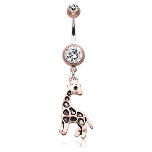 Vintage Boho Giraffe Belly Button Ring Navel Ring Impulse Piercings Copper/Clear