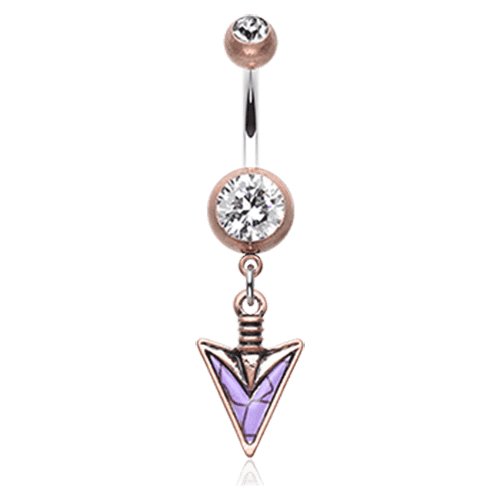 Vintage Boho Stone Spear Belly Button Ring Navel Ring Impulse Piercings Copper/Clear/Purple