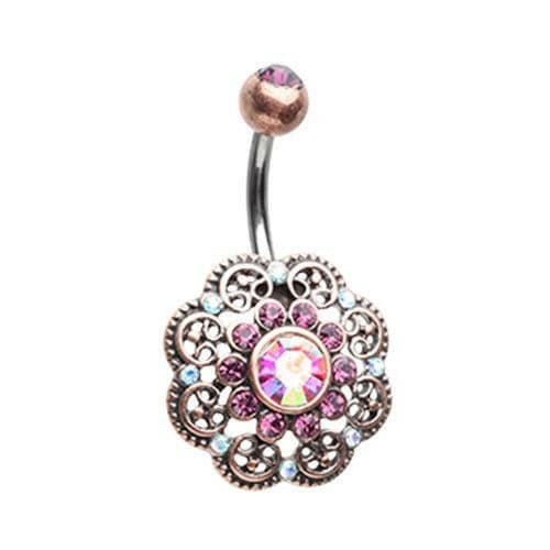 Vintage Timeless Gem Encrusted Belly Button Ring Navel Ring Impulse Piercings