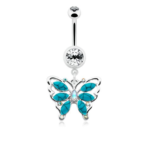 Vintage Turquoise Butterfly Belly Button Ring Navel Ring Impulse Piercings