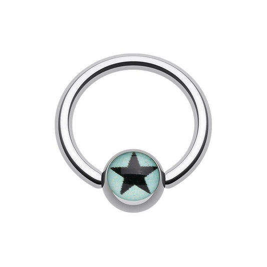 Vivid Star Logo Ball Captive Bead Ring Captive Bead Impulse Piercings 14 GA (1.6mm) 7/16" (11mm) Blue