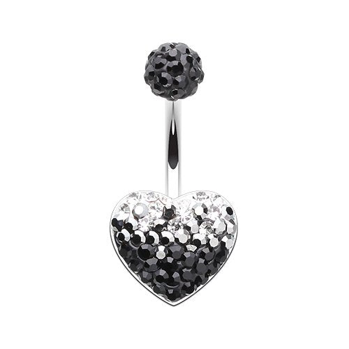 Waterfall Droplets Heart Multi-Sprinkle Dot Belly Button Ring Navel Ring Impulse Piercings Black