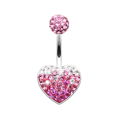 Waterfall Droplets Heart Multi-Sprinkle Dot Belly Button Ring Navel Ring Impulse Piercings Light Pink