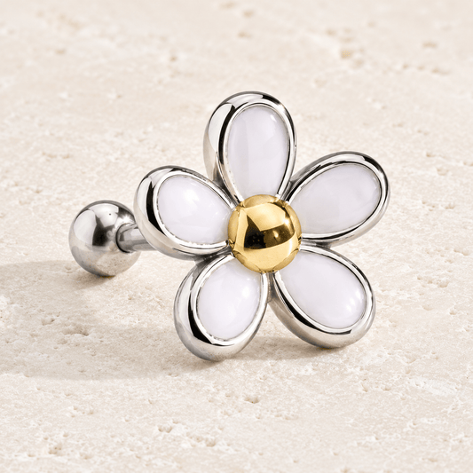 316L Surgical Steel Sweet White Daisy Cartilage Earring - Skin Metals