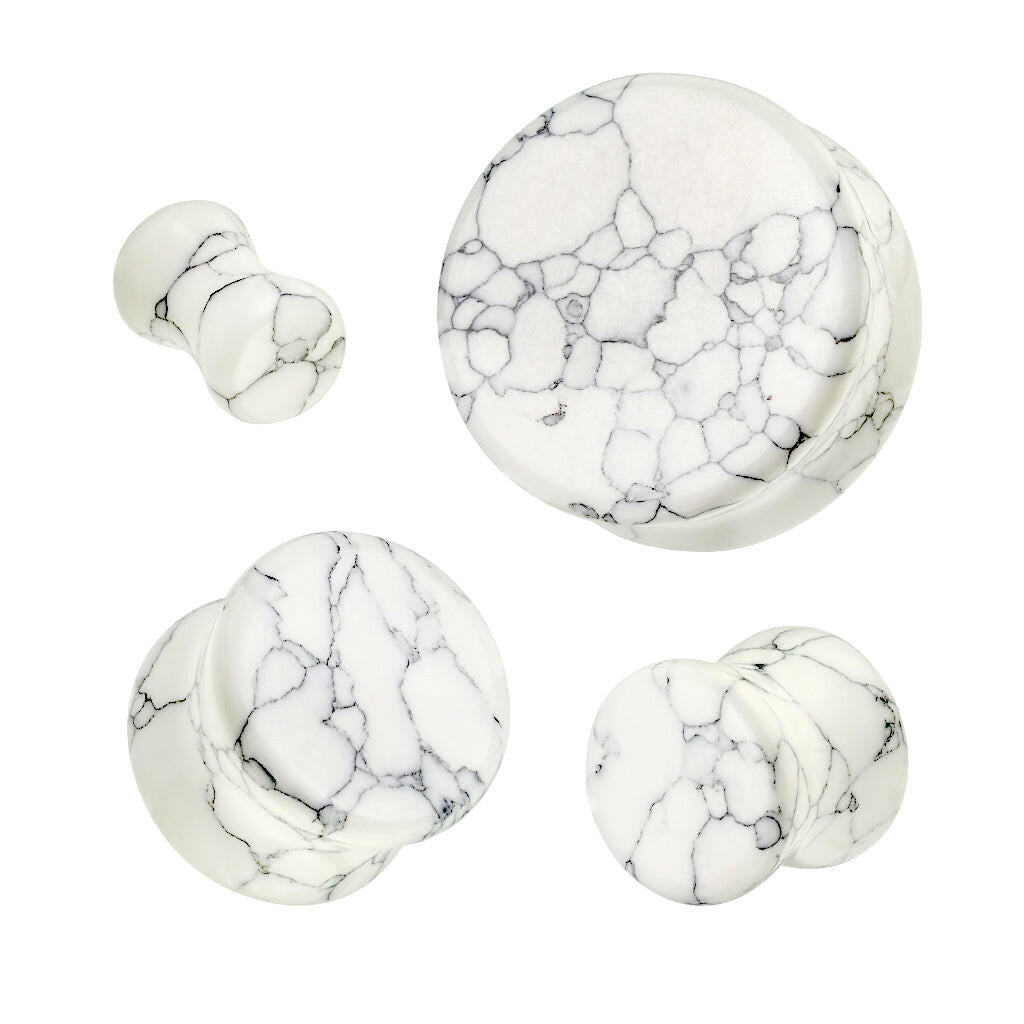 White Turquoise Double Flare Stone Plug Plugs Impulse Piercings