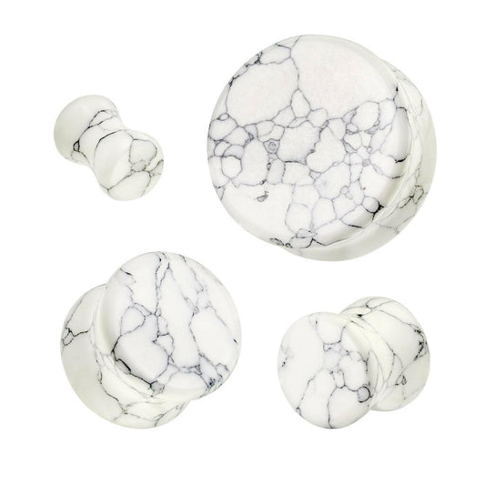 White Turquoise Double Flare Stone Plug Plugs Impulse Piercings