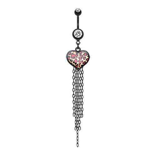 Wild Leopard Heart Belly Button Ring Navel Ring Impulse Piercings Clear