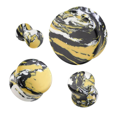 Yellow Black White Turquoise Double Flare Plug Plugs Impulse Piercings