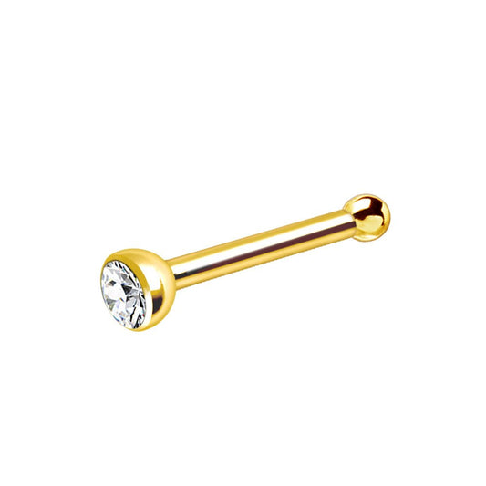 Yellow Gold Plated 316L Stainless Steel CZ Nose Stud - Skin Metals
