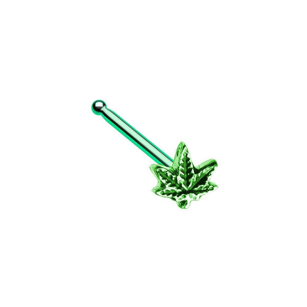 Yes we Cannabis Pot Leaf Nose Stud Ring Nose Ring Impulse Piercings