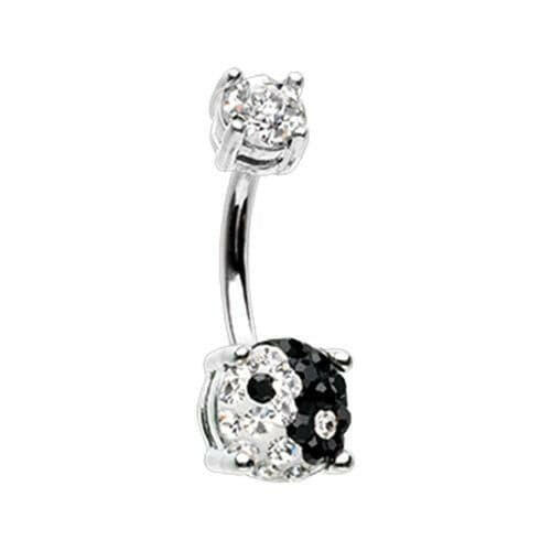 Yin Yang Sprinkle Dot Gem Prong Sparkle Belly Button Ring Navel Ring Impulse Piercings