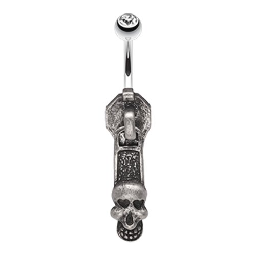 Zipper Skull Glam Belly Button Ring Navel Ring Impulse Piercings