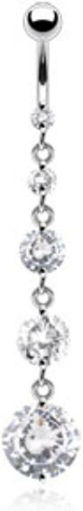 Surgical Steel T5 Round Solitare CZ Vertical Drop Belly Navel Ring Navel Ring Impulse Piercings Clear