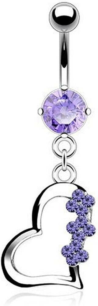 Surgical Steel Heart with 3 Gem Flowers Fancy Belly Navel Ring Navel Ring Impulse Piercings Tanzanite