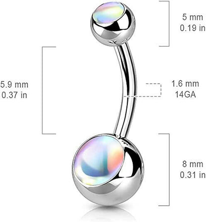 Surgical Steel Double Iridescent Stone Belly Navel Ring Navel Ring Impulse Piercings