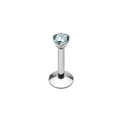 Internally Threaded Prong Set Gem Top Steel Labret Monroe Labret Impulse Piercings 5/16" (8mm) 1/16" (1.5mm) Aqua