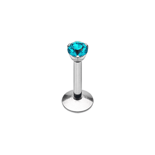 Internally Threaded Prong Set Gem Top Steel Labret Monroe Labret Impulse Piercings 5/16" (8mm) 3/32" (2mm) Teal