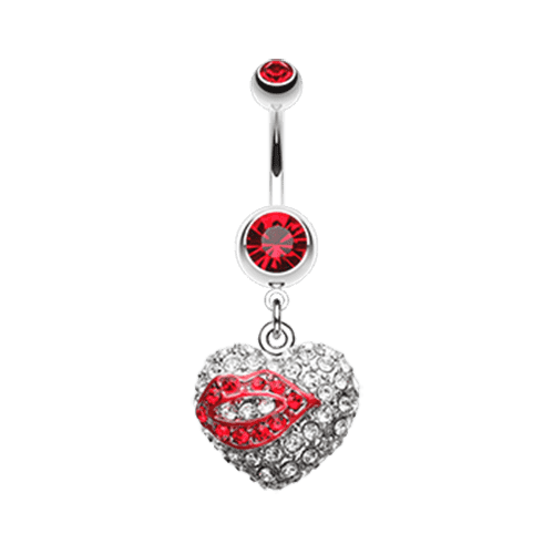 Sexy Lip Glam Heart Belly Button Ring Navel Ring Impulse Piercings Red