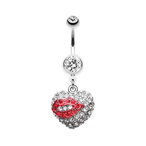 Sexy Lip Glam Heart Belly Button Ring Navel Ring Impulse Piercings Clear