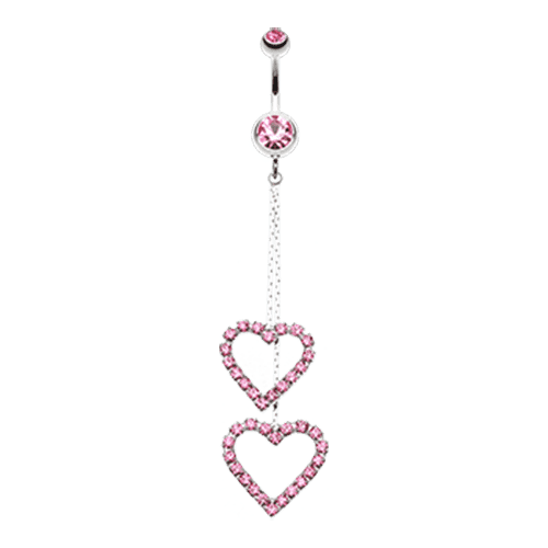 Shimmering Heart Flow Belly Button Ring Navel Ring Impulse Piercings Light Pink