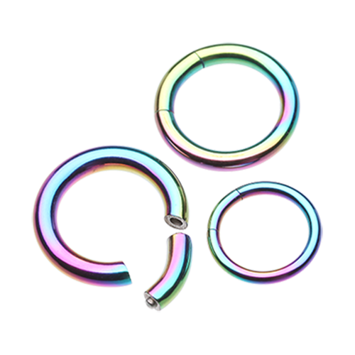 Colorline PVD Segmented Captive Bead Ring Septum Ring Impulse Piercings 16 GA (1.2mm) 5/16" (8mm) Rainbow