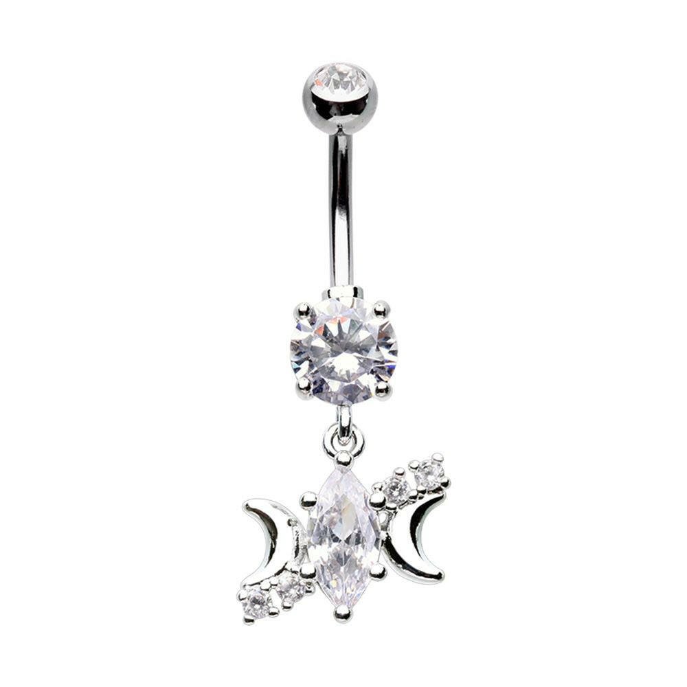 Marquis Moons Cubic Zirconia Belly Button Ring Navel Ring Impulse Piercings