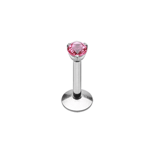 Internally Threaded Prong Set Gem Top Steel Labret Monroe Labret Impulse Piercings 5/16" (8mm) 3/32" (2mm) Fuchsia