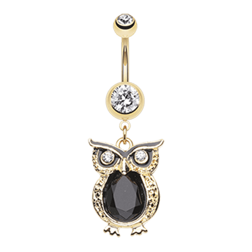 Golden Dusk Owl Belly Button Ring Navel Ring Impulse Piercings