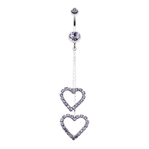 Shimmering Heart Flow Belly Button Ring Navel Ring Impulse Piercings Tanzanite