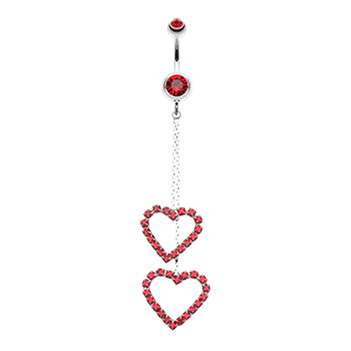 Shimmering Heart Flow Belly Button Ring Navel Ring Impulse Piercings Red