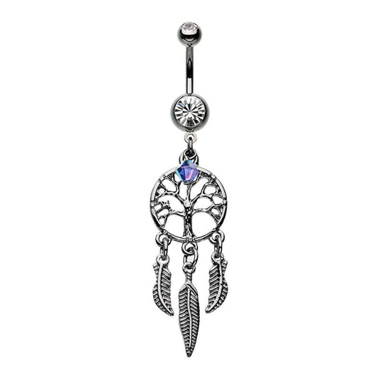 Hematite Tree of Life Dreamcatcher Belly Button Ring Navel Ring Impulse Piercings