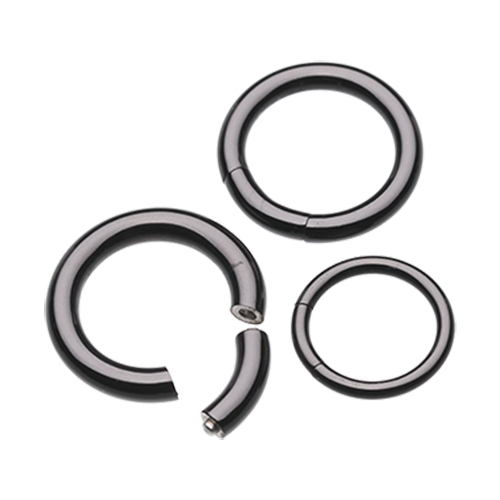 Colorline PVD Segmented Captive Bead Ring Septum Ring Impulse Piercings 14 GA (1.6mm) 1/2" (12mm) Black